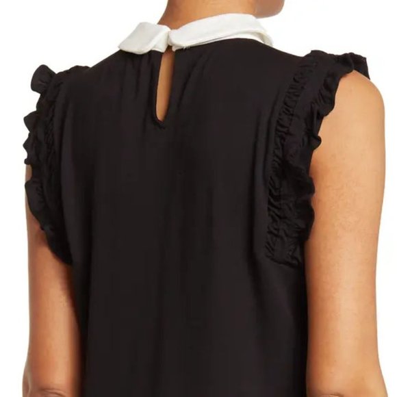 NEW CeCe Ruffle Contrast Peter Pan Collar Sleeveless Tank Blouse Top $59 Small S - Picture 9 of 12
